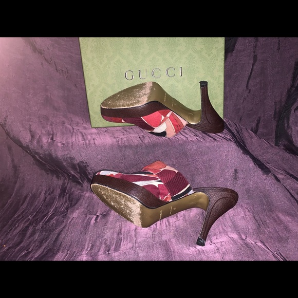 “DONATED” Emilio Pucci, Corduroy w/ Brass Buckle, Platform Heeled Mules, S 40 - Picture 4 of 10